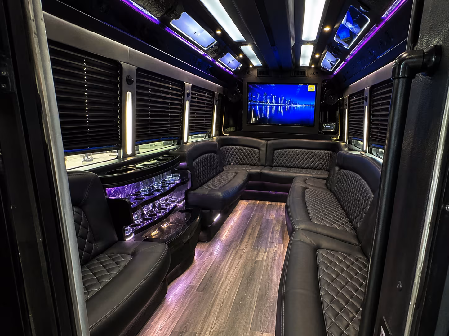 Lewisville Bachelor & Bachelorette Transportation party bus interior