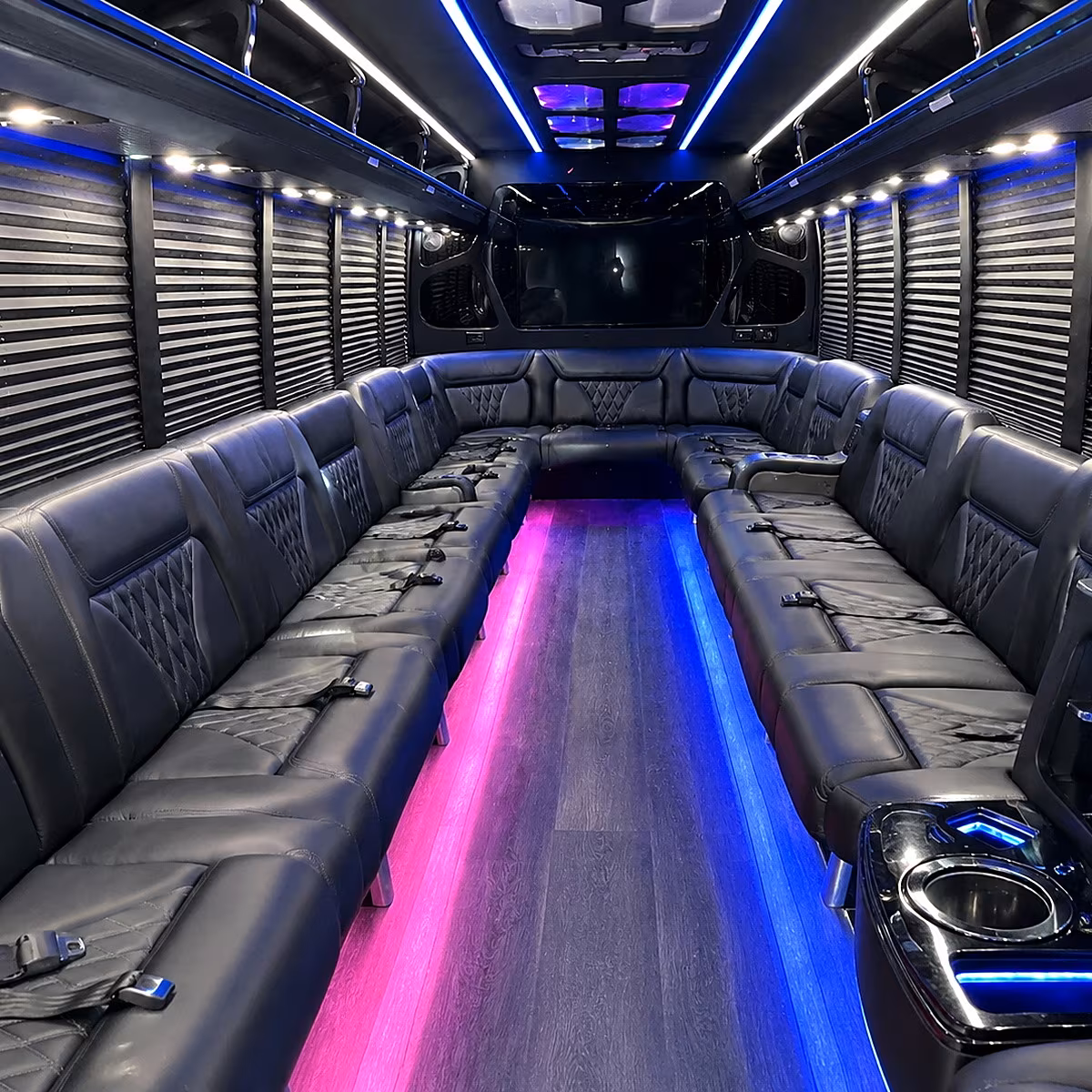 Lewisville Sporting Event Transportation party bus interior