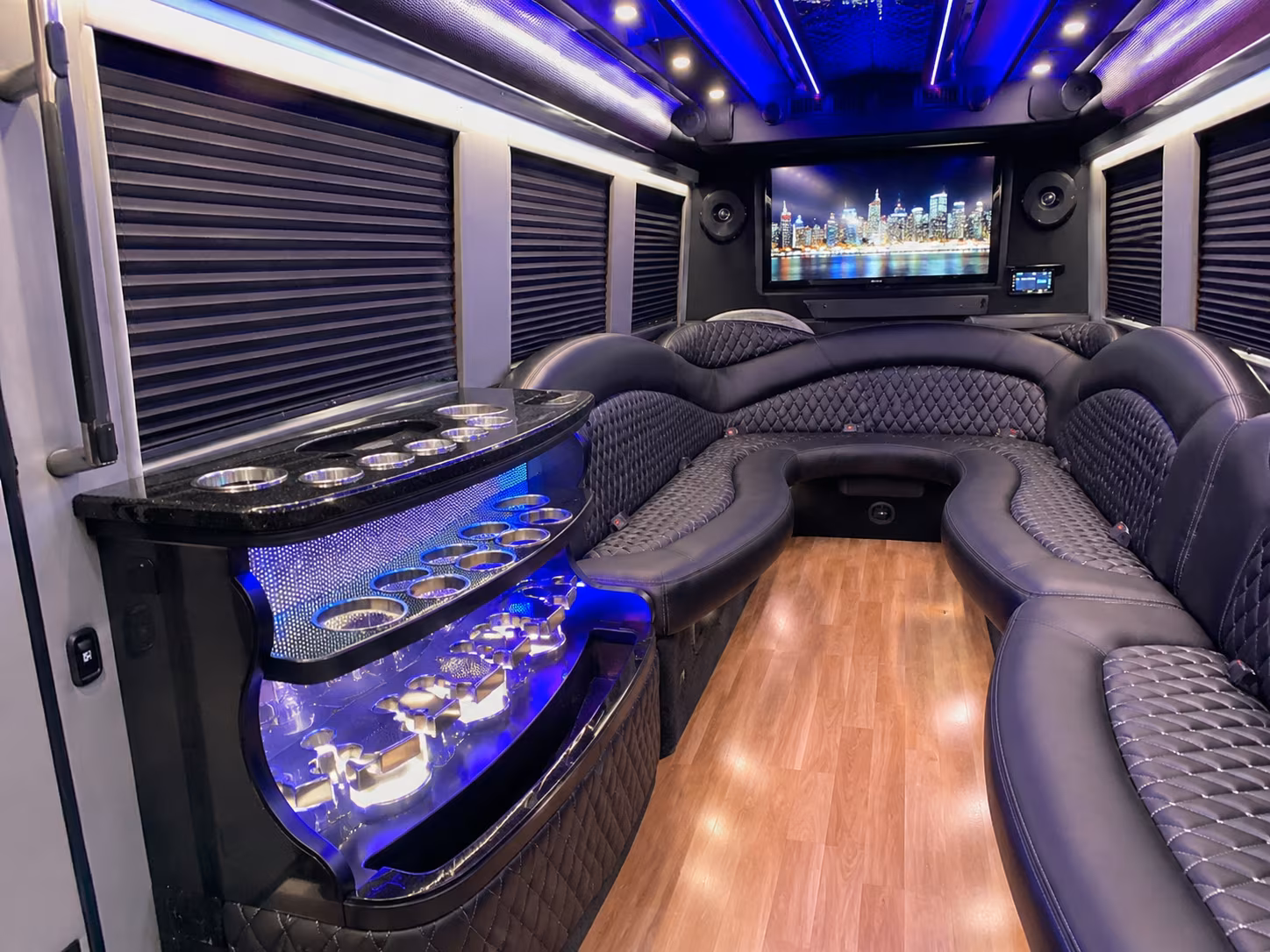Lewisville Sporting Event Transportation party bus interior