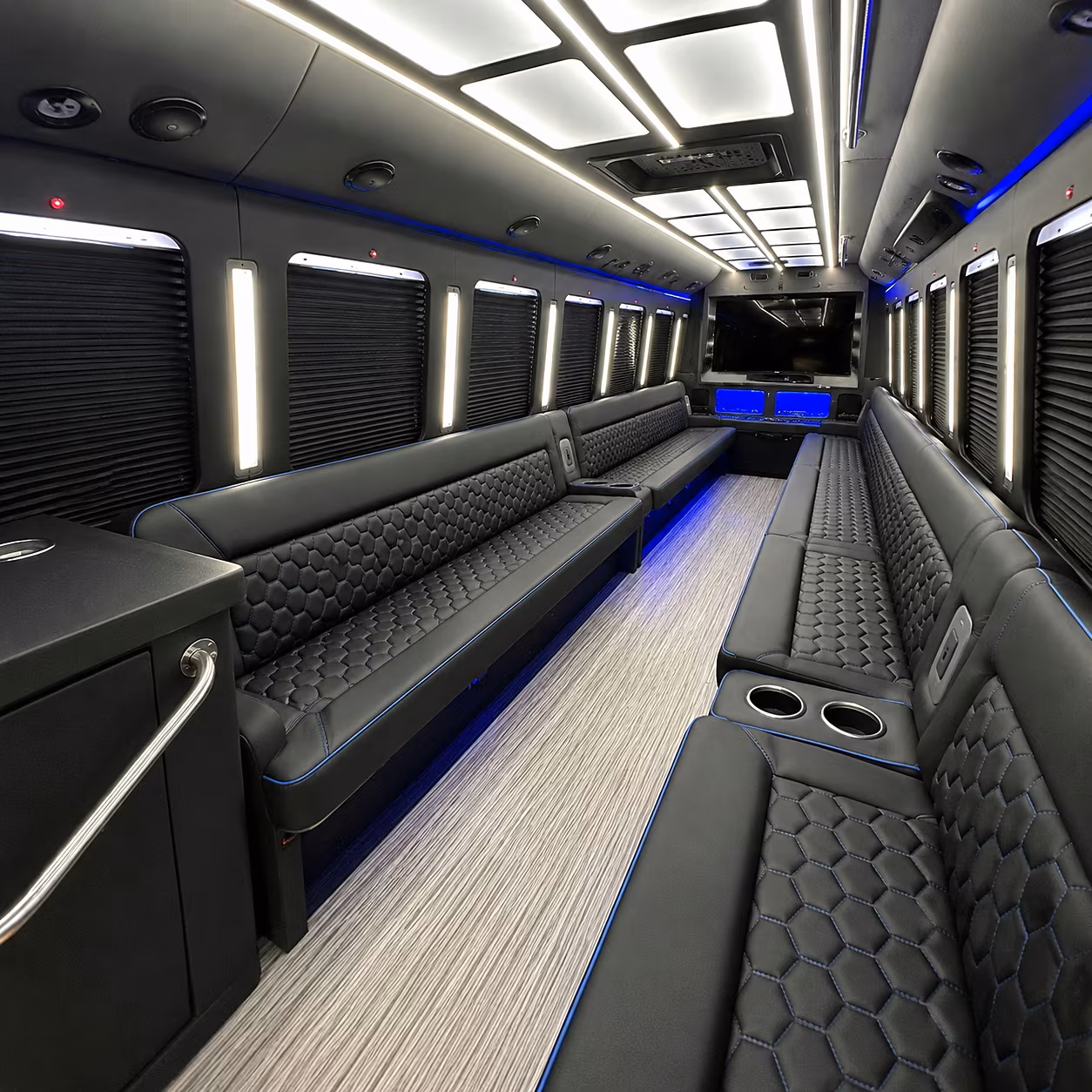 Lewisville Wedding Transportation party bus interior