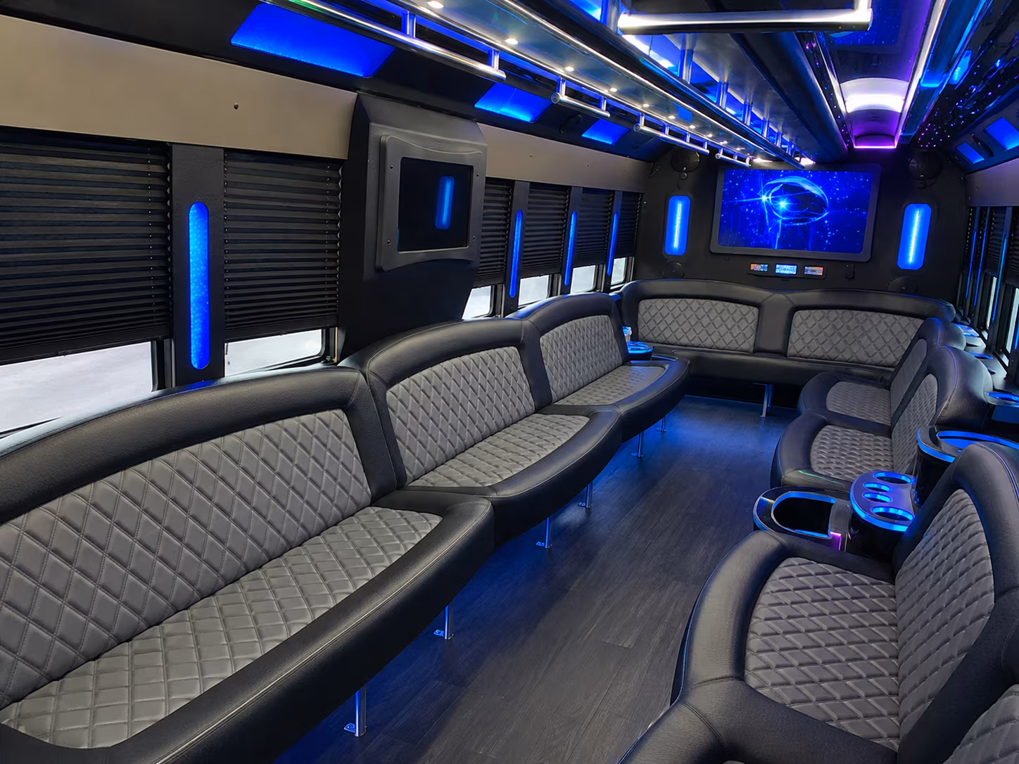 Lewisville Wedding Transportation party bus interior