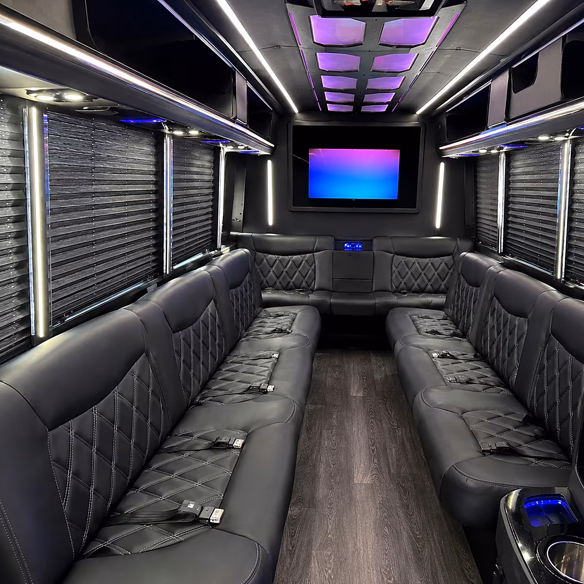 Lewisville Wedding Transportation party bus interior
