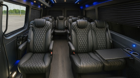 Interior of Charter Bus Company Lewisville's 18 Passenger Minibus in Lewisville