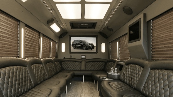 Interior of Charter Bus Company Dallas's 20 Passenger Party Bus in Dallas