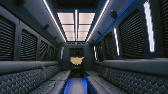 Interior of Charter Bus Company Richardson's 20 Passenger Party Bus in Richardson
