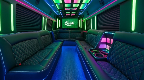 Interior of Charter Bus Company Carrollton's 25 Passenger Party Bus in Carrollton