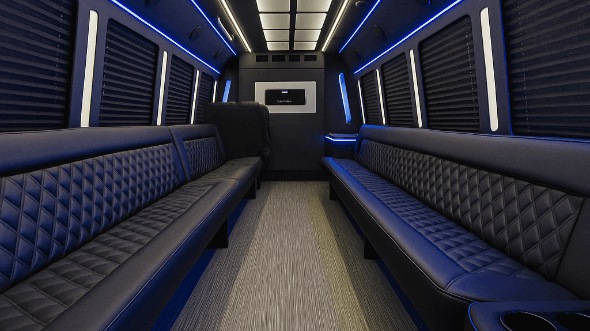 Interior of Charter Bus Company Garland's 25 Passenger Party Bus in Garland