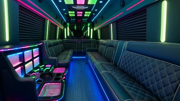 Interior of Charter Bus Company Dallas's 28 Passenger Party Bus in Dallas