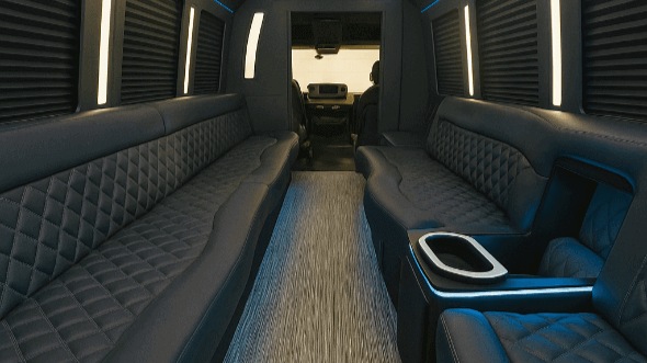 Interior of Charter Bus Company Denton's 30 Passenger Party Bus in Denton