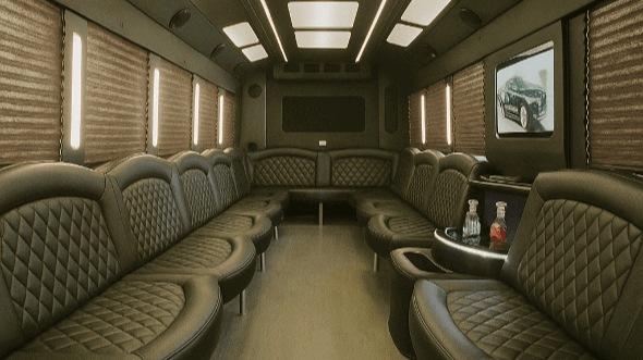 Interior of Charter Bus Company Richardson's 30 Passenger Party Bus in Richardson
