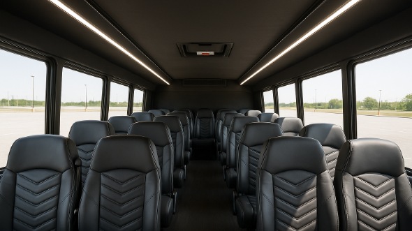 Interior of Charter Bus Company Lewisville's 35 Passenger Mini Bus in Lewisville