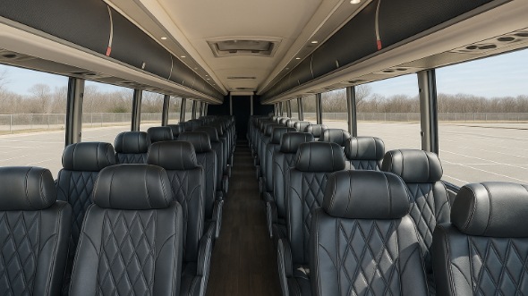 Interior of Charter Bus Company Lewisville's 40 Passenger Charter Bus in Lewisville