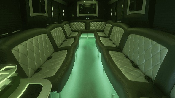 Interior of Lewisville Party Bus Company's 40 Passenger Party Bus in Lewisville