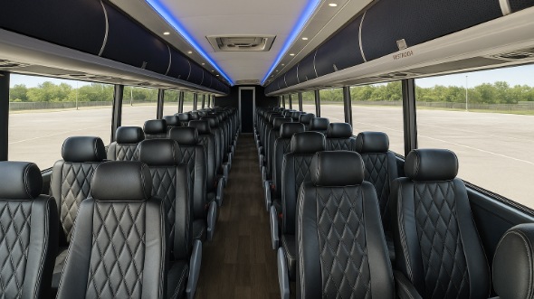 Interior of Charter Bus Company Lewisville's 44 Passenger Charter Bus in Lewisville