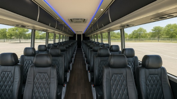 Interior of Charter Bus Company Lewisville's 45 Passenger Charter Bus in Lewisville
