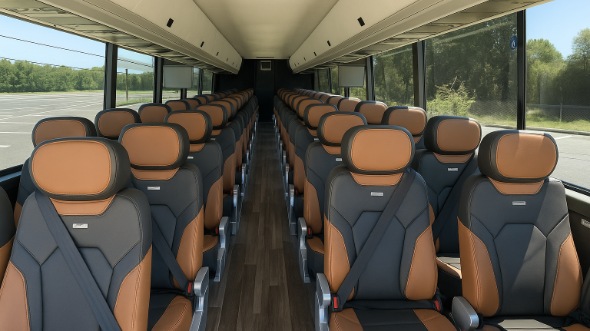 Interior of Charter Bus Company Lewisville's 46 Passenger Charter Bus in Lewisville
