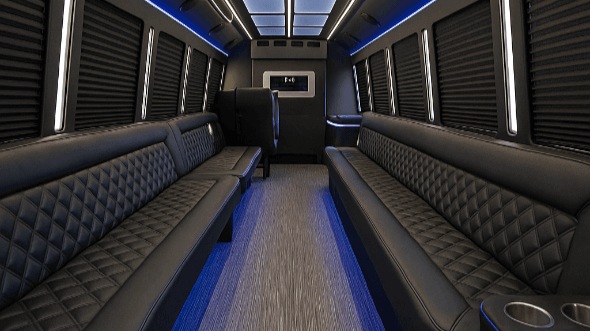 Interior of Lewisville Party Bus Company's 50 Passenger Party Bus in Lewisville