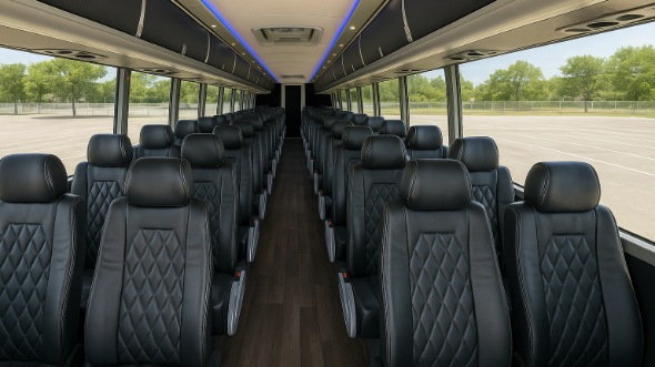 Interior of Charter Bus Company Lewisville's 51 Passenger Charter Bus in Lewisville