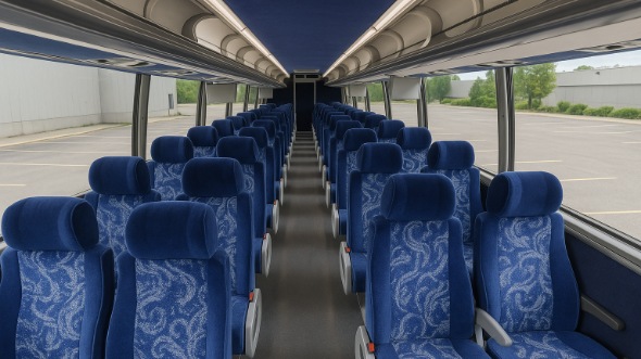 Interior of Charter Bus Company Lewisville's 54 Passenger Charter Bus in Lewisville