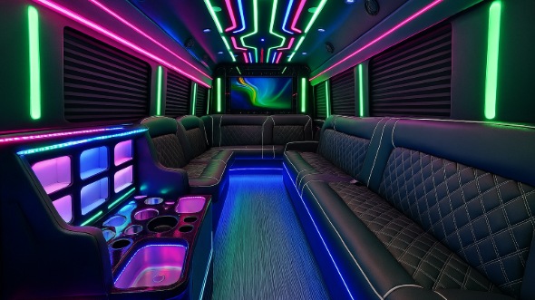 lewisville 30 passenger party bus inside