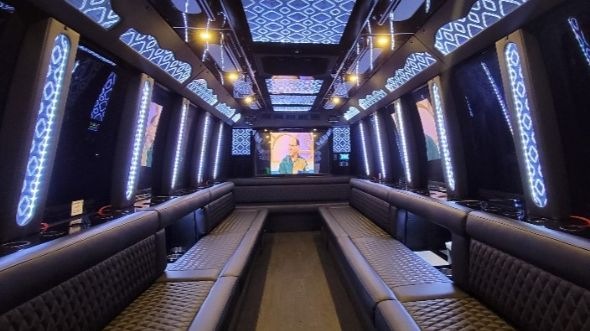 lewisville 40 passenger party bus inside