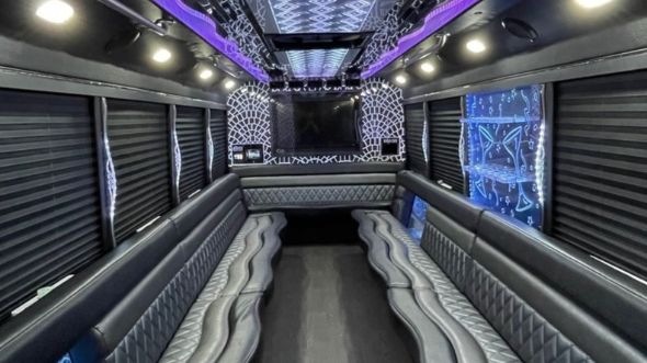 lewisville 40 passenger party bus interior